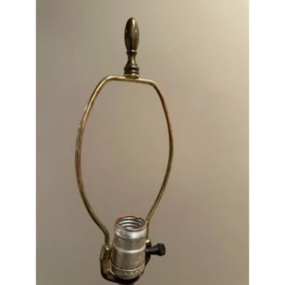 Mid Century Modern‎ Oak & Brass Table Lamps A Pair Vintage Lighting Decor - Picture 11 of 15